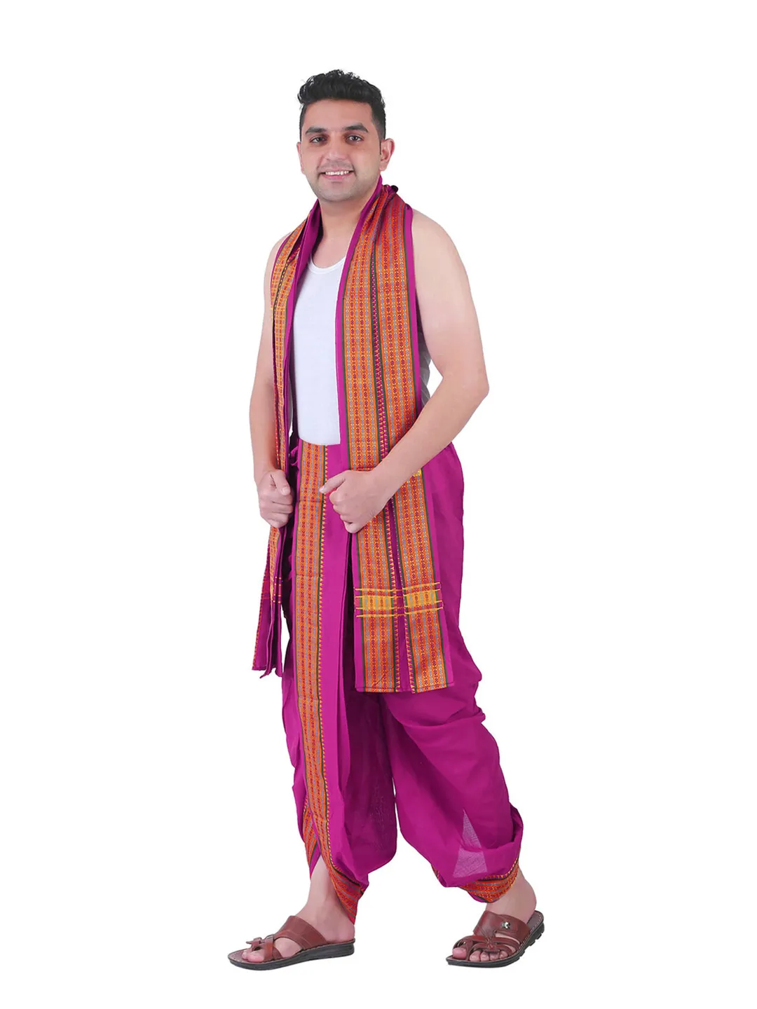 Cotton Colour 9x5 Panchakacham With Towel set